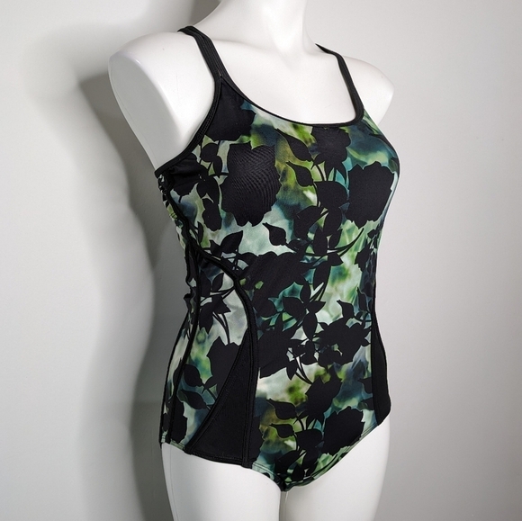 Swimsuits for All Aquabelle black green floral padded one piece swimsuit 10 - Picture 4 of 11
